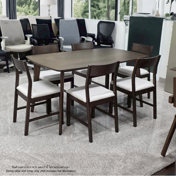 ชุดโต๊ะอาหารไม้ 6 ที่นั่ง WISDOM DESIGN FURNITURE รุ่น YOSHI 150 ซม. สีวอลนัท